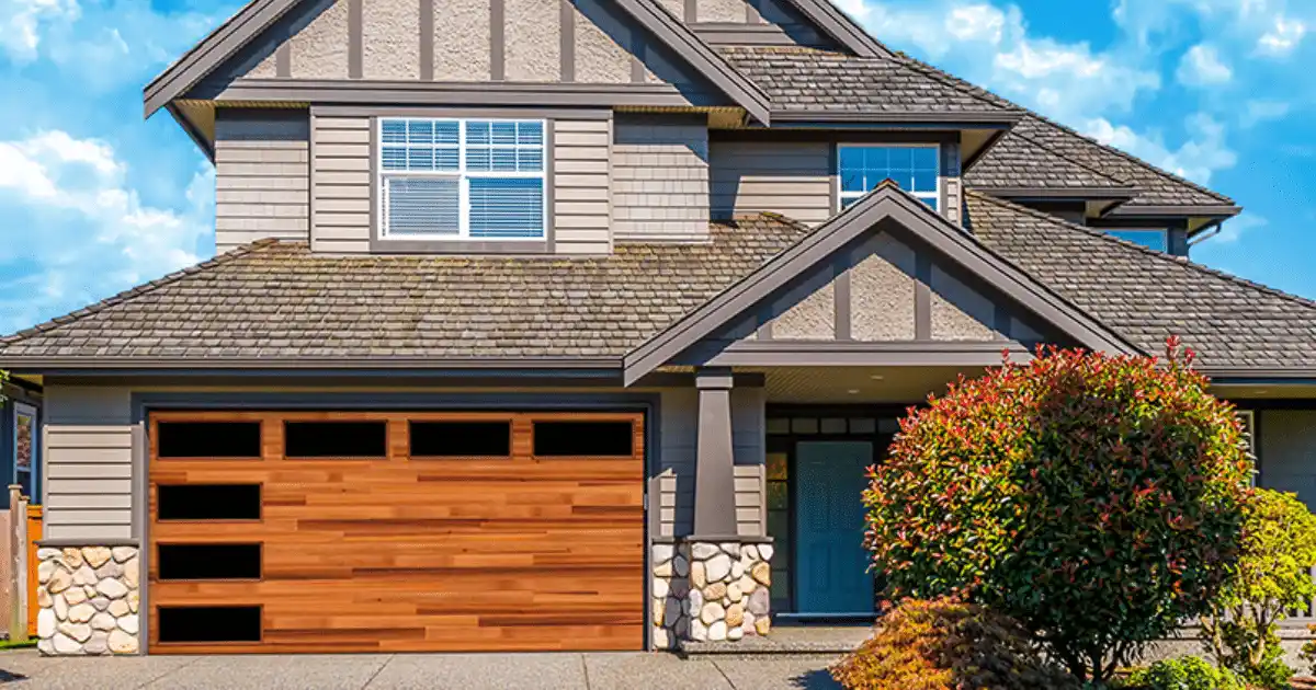 wood grain garage door panel