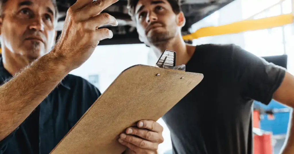 people checking garage door